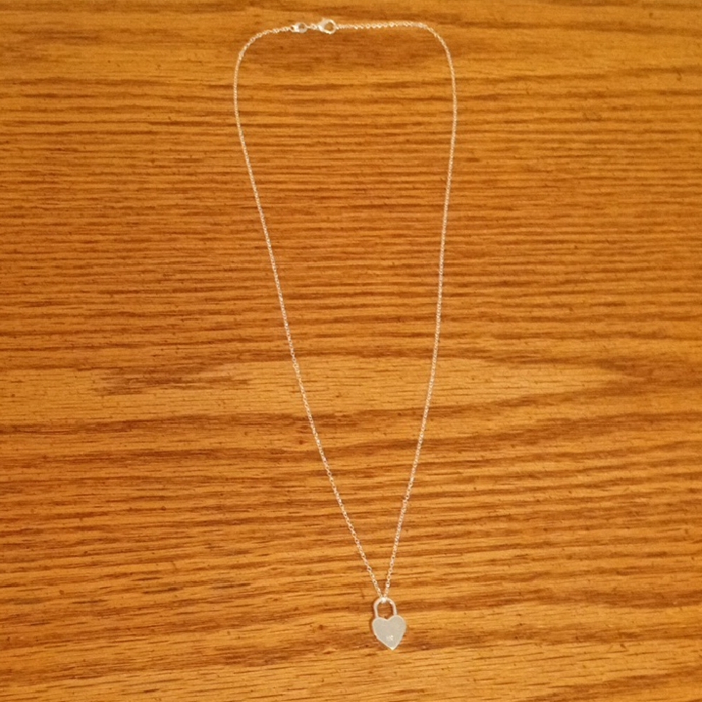 Sterling Silver Necklace With Heart Lock Pendant